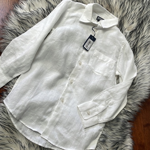 Vilebrequin Boys Jessy Linen Shirt  - White Size 8 NWT - Picture 2 of 9